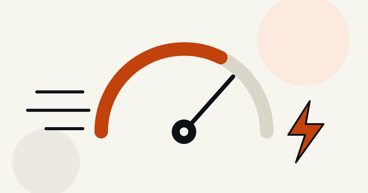 Illustration: Tachometer und Blitz für eine schnelle Website