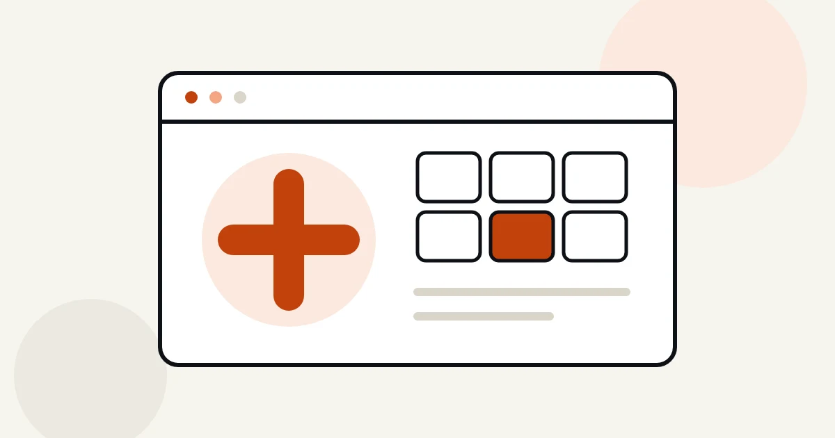 Illustration: Browserfenster mit medizinischem Kreuz und Terminkalender