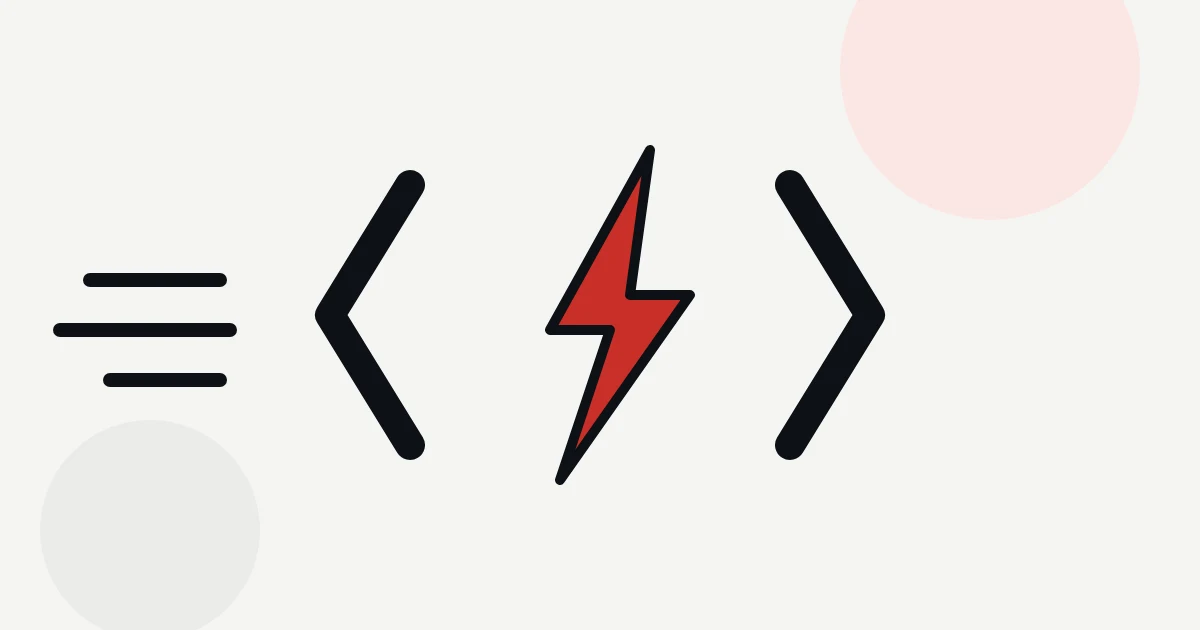 Illustration: spitze Klammern mit Blitz für eine schnelle statische HTML-Seite